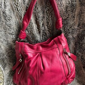 Pink Leather Shoulder Bag